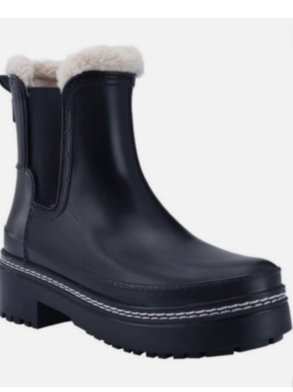 Marc Fisher Fargo Waterproof Faux-Shearling Chelsea Rain Boot NAVY